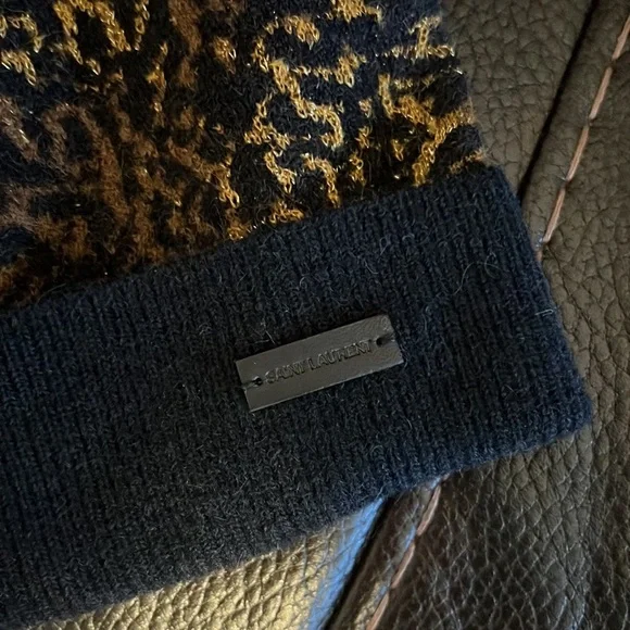 Saint Laurent unisex intarsia beanie hat NWT
